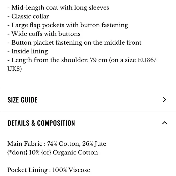 SÉZANE Gabano Coat in Beige sz 40 (US 8) NWT - Picture 16 of 16